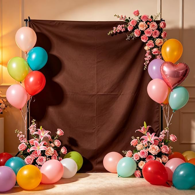 Brown Photography Backdrop for Photoshoot, 10x10 Ft Polyester Photo Backdrop Curtains, Brown Backdrops Screen for Photo Studio, Video, Content Creators, Birthday Parties Background - Image 3