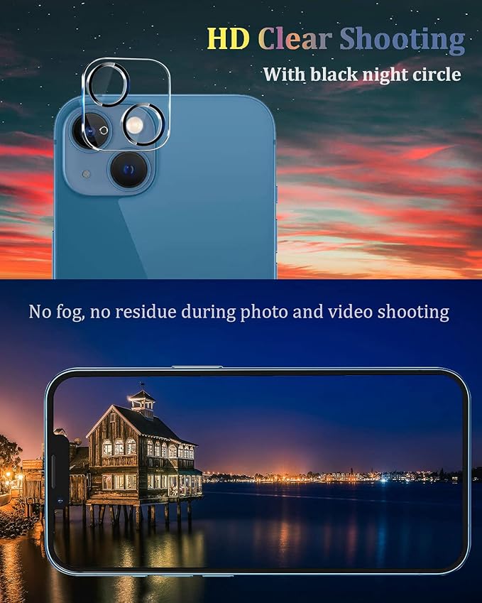 [3 Pack] Camera Lens Protector Compatible for iPhone 13 & iPhone 13 Mini Camera Cover Premium 9H Tempered Glass [Anti-Scratch]99.99% Transparency with Black Circle Design for iPhone 13 6.1 - Image 8