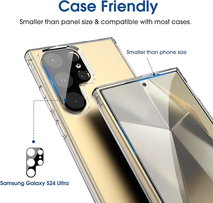 amFilm OneTouch for Samsung Galaxy S24 Ultra Screen Protector TemperedGlass | Auto-Alignment, 30s Install, Bubble Free, Scratch & Drop Protection, HD Clear, Camera Lens Protector, 2+2 Pack (S24U-6.8'') - Image 5