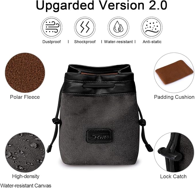 S-ZONE Soft Camera Bag DSLR Insert Handbag Drawstring Lens Case | Water-resistant Canvas, Drawstring Closure, Dust-proof, Scratch-resistant, Compatible with Canon Nikon Sony - Image 2