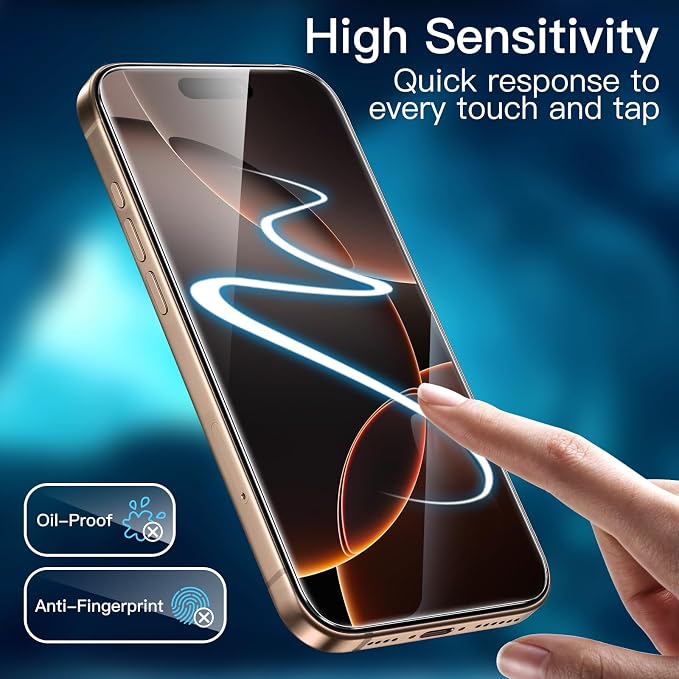 JETech Screen Protector for iPhone 16 Pro Max, 2+2 Pack | with Camera Lens Protector, HD Clear Tempered Glass, Anti-Scratch Protection, Easy Installation Tool - Image 6