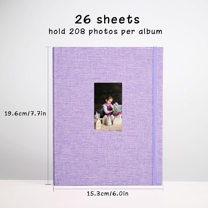 Mini Photo Album (2-Pack) for 2x3" Instax Mini & Polaroid Photos – Each Linen Album Holds 208 Photos - Image 4