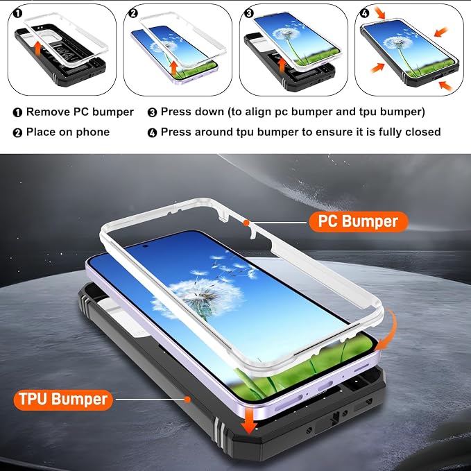 Gritup for Galaxy A37 5G Phone Case: Samsung A37 5G Case with 2*Screen Protector, Magnetic Stand & Slide Camera Cover, Shock Proof Military-Grade para Galaxy A 37 Phone Cover, White+Black - Image 3