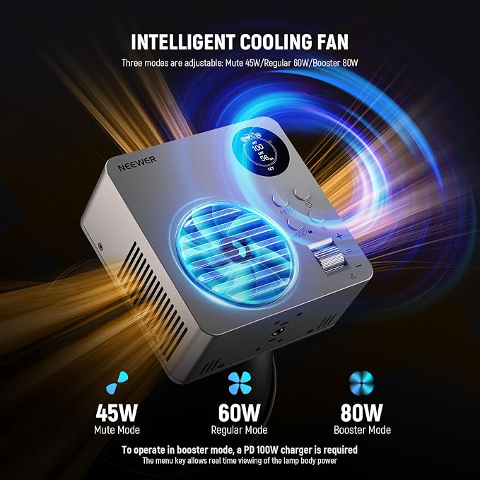 NEEWER 80W LED Video Light with 72Wh Battery/100W PD Fast Charging APP/2.4G Control Portable Bi Color Mini COB Studio Continuous Output Lighting 26500lx/1m 2700-6500K Dimmable CRI95+ 13 Scenes, HB80B - Image 5