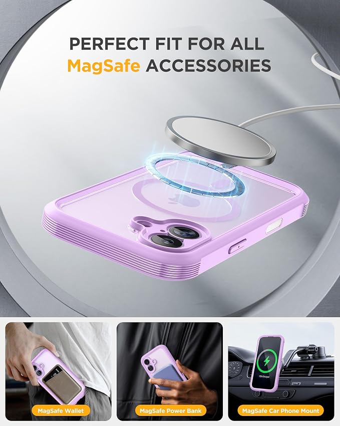 Miracase for iPhone 17 Case with Privacy Screen Protector, Taro Purple | Compatible with MagSafe, 360° Full Body Protection, Full Camera Protection, Military-Grade Shockproof Phone Case 6.3" - Image 6