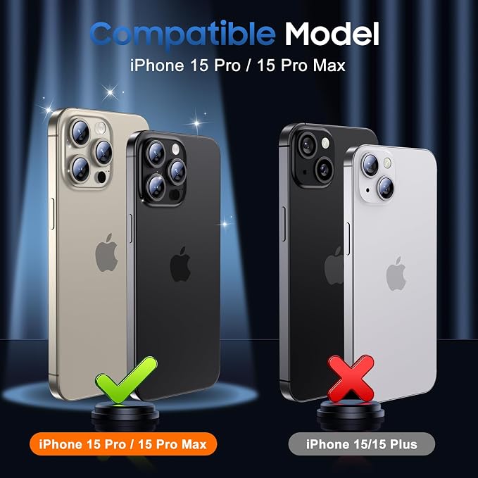 UniqueMe for 3 Pack iPhone 15 Pro/15 Pro Max Camera Lens Protector-All-Gold | Drop Protection, Case Friendly, Camera Cover Screen, Update New Version - Image 7
