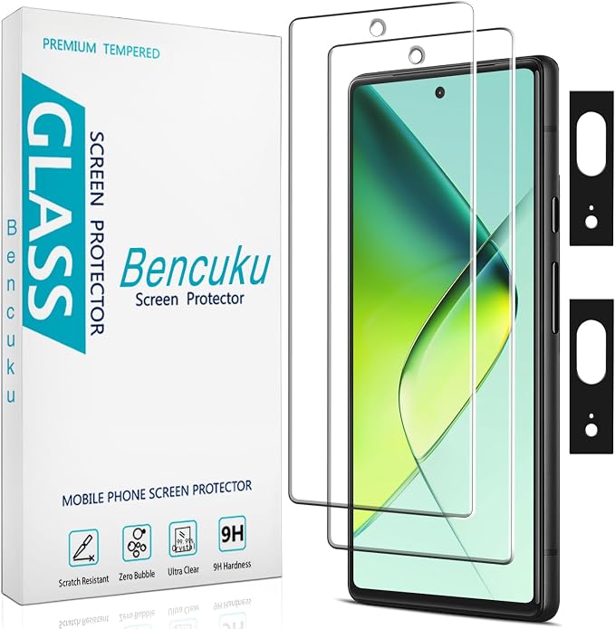 2+2 Pack Screen Protector for Google Pixel 7 Tempered Glass Film | with Camera Lens Protector, 9H Tempered Glass, Support Fingerprint Unlock, Anti Scratch, Bubble Free by Bencuku