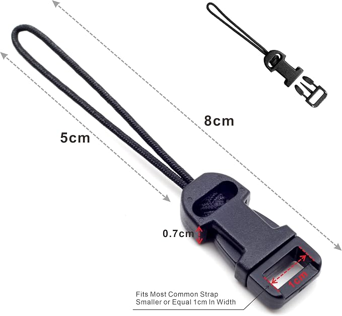 Padwa Lifestyle 8 Pcs Black Quick Release Camera Strap QD Loops Connector Adapter - Camera Quick Release Clip Compatible for All Compact Digital Cameras,Binoculars, Drone Remote Control and USB Stick - Image 2