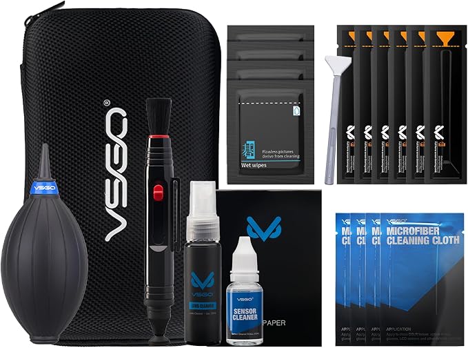 VSGO DKL-20F Sensor Cleaning Kit for Full Frame Cameras (24mm) | Compatible with Canon, Nikon, Sony, Pentax & DSLR, All-in-One Camera Cleaning Kit Including Swabs, Lens Pen, Air Blower, Etc. by VSGO