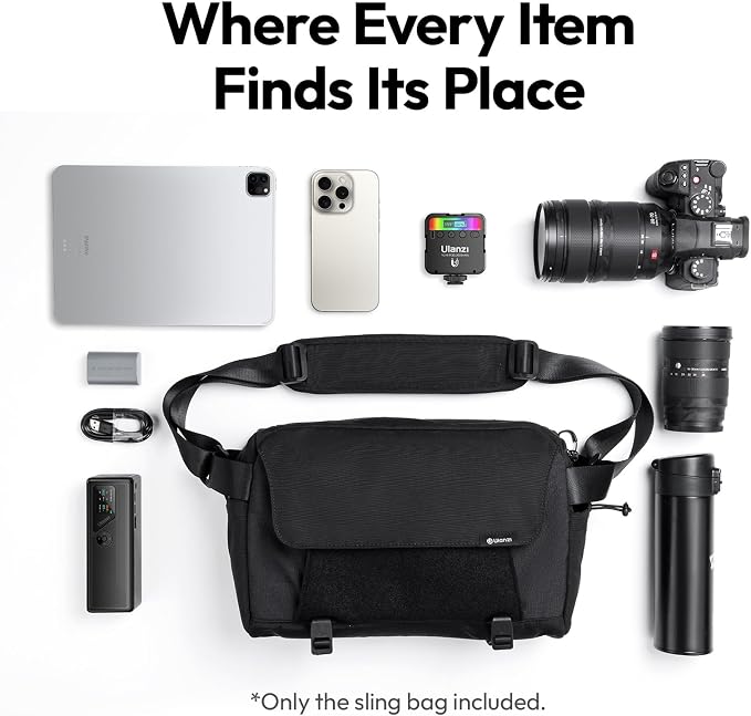ULANZI BP11 8L Camera Sling Bag with Tripod Holder Everyday Carry | Lightweight Splash-Proof Anti-Theft Crossbody for DSLR/Mirrorless/ Laptop,Customizable Front Patch Pocket for Travel,Hiking - Image 2