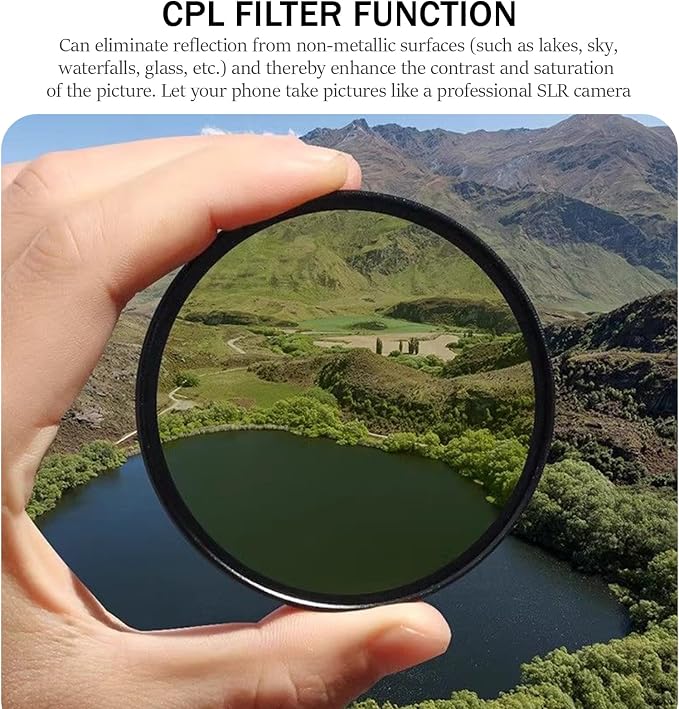 52mm Clip-on CPL Phone Camera Lens Filter Kit, Circular Polarizer Polarizing Filter Compatible with iPhone 16 15 14 13 12 11,Upgrade Smartphones Portable Polarizer - Image 4
