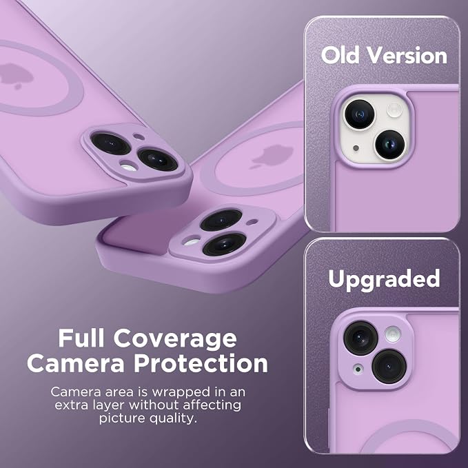 CAPRARO for iPhone 14 Case, Compatible with MagSafe | Upgraded [Full Camera Protection] Shockproof Protective Slim Translucent Matte Magnetic Phone Case 6.1'', Elegant Purple - Image 6