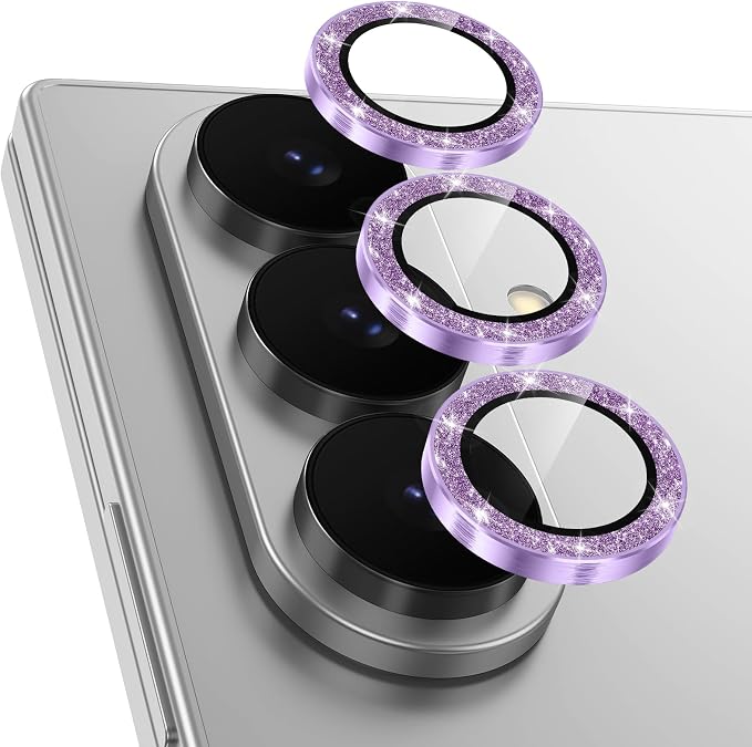 Meshine for Samsung Galaxy Z Fold 8 Ultra Camera Lens Protector,Scratch Proof,Strong Adsorption,9H Hardness with Metal Ring Camera Cover,Case Friendly,Accessories Lens Protector,Glitter Purple by Meshine