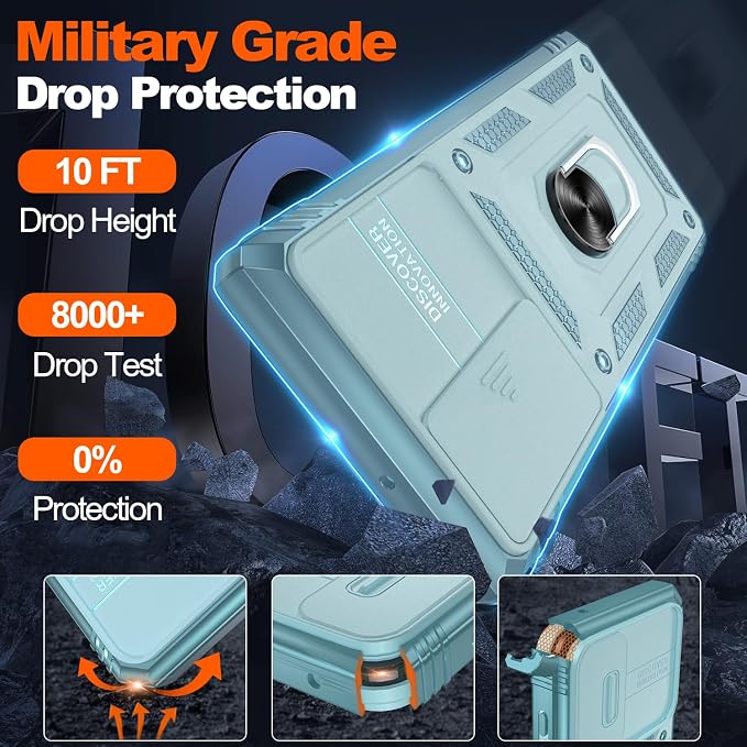 Gritup for Galaxy S22 Ultra Case Military-Grade Shockproof with Kickstand | with 2 PCS Screen Protector, Slide Camera Cover, Heavy Duty Outdoor Protection Funda para Samsung S22 Ultra Cover, Green - Image 3