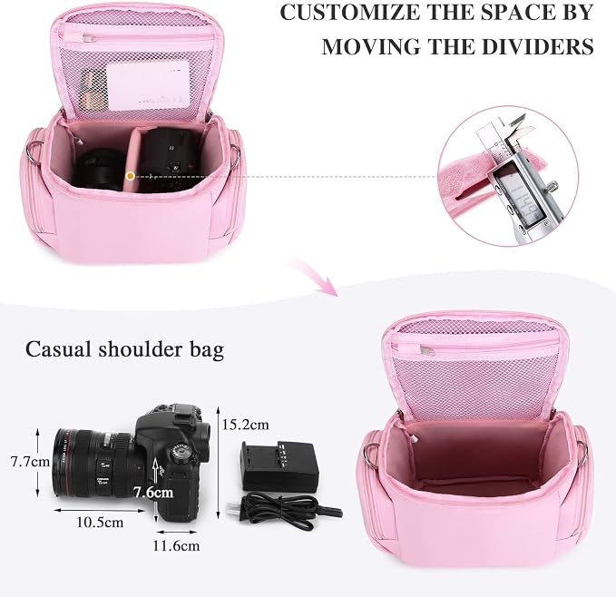 G-raphy Camera Bag Case Pink Small Photography Bags DSLR SLR MIRRORLESS BAG with Removal Straps - Image 3