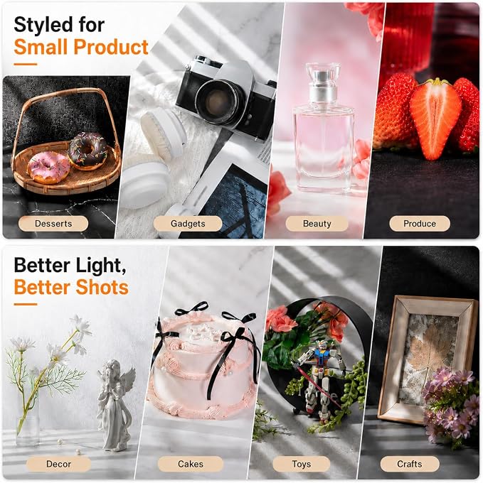 BYSTONE Photo Backdrop Board and Background Kit for Product Photography | 20 patterns, 16.5 x 11.7 in, 2 shadow props, food, beauty, jewelry and UGC shots - Image 3