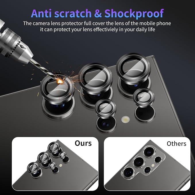 Camera Lens Protector for Samsung Galaxy S24 Ultra,1 Pack | Tempered Metal Glass Camera Cover Film,HD Clear,Anti-Scratch Lens Screen Protector Film,Case Friendly,Black Titanium - Image 4
