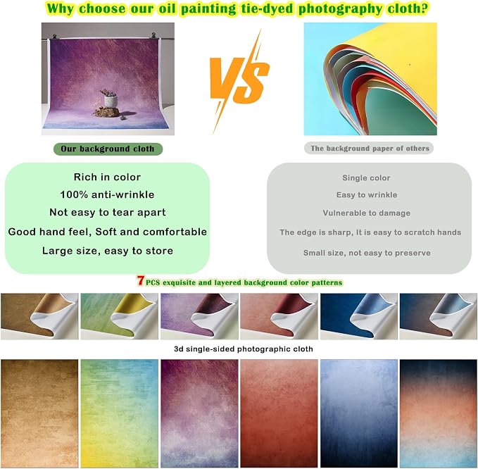 6PCS Non-Wrinkle Product Photography Backdrops: Tabletop Photo Backdrop Gradient Cloth, 31x21in Flat Lay Seamless Props for Food Jewelry Cosmetics - Image 3