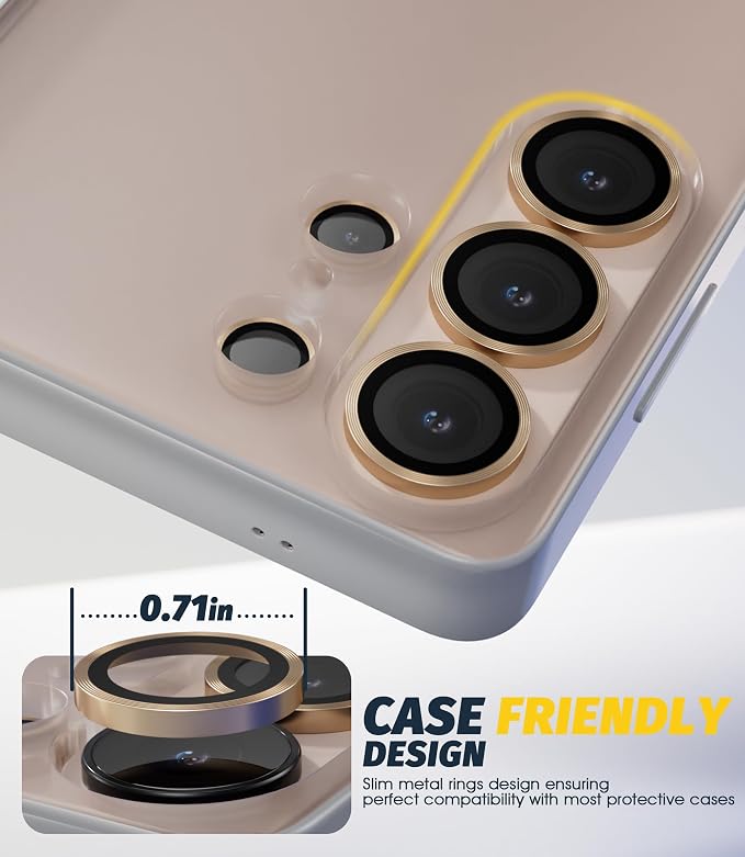 Orzero (2 Sets Camera Lens Protector for Samsung Galaxy S26 Ultra, [EZ Install] [Case-Friendly] 9H Tempered Glass Lens Cover, Military-Grade Shockproof, HD Clarity Anti-Glare (Gold) - Image 7