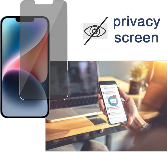Ailun Privacy Screen Protector + Camera Lens Protector for iPhone 14 | 2+2 Pack, 6.1 inch, Anti Spy Private Tempered Glass Film, Case Friendly, HD - Image 2