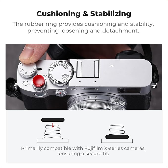 K&F CONCEPT Camera Shutter Button 3 PCS Red Quick Release Button Compatible with Fuji X-T5 X-T4 X-T30 X100VI X100V X-E4, Sony RX1RIII RX10VI RX10III RX100VII, Lei ca Q3 M10 M11, Compatible with Ni kon DF F3 - Image 5