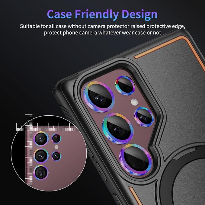 Camera Lens Protector for Samsung Galaxy S22 Ultra,1 Pack | Tempered Metal Glass Camera Cover, HD Clear Anti-Scratch Lens Screen Protector Film,Case Friendly,Colorful Titanium - Image 7