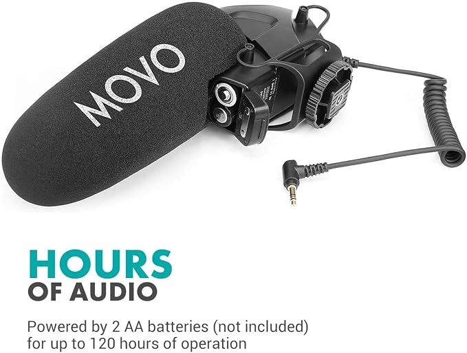 Movo VXR3031 Shotgun Microphone - Supercardioid On-Camera Shotgun Mic with 2-Step High-Pass Filter, 3-Stage Audio Level Control, Headphone Monitoring Input + More - Image 5