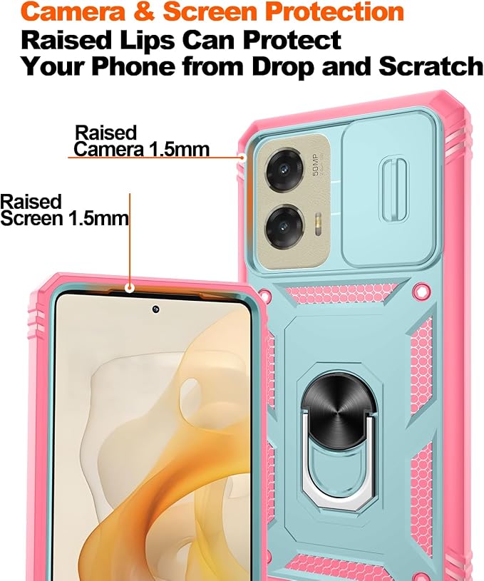 Gritup for Motorola Moto G Stylus 5G 2024 Case: G Stylus 2024 Case with Screen Protector*2 [Magnetic Stand] [Slide Camera Cover] Shock Proof Military-Grade para G Stylus-5G-2024 Green+Pink - Image 4