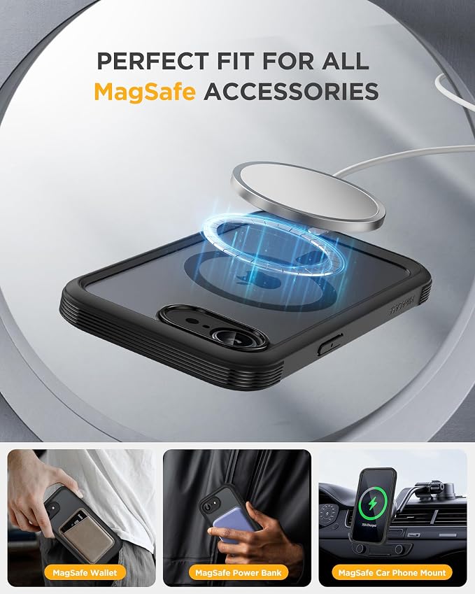 miracase for iPhone 17e & 16e Case with Built-in Private Screen Protector, [Magnetic with MagSafe] Full-Body Phone Cover Military Drop Proof 17 E/ 16 E Bumper 6.1 inch, Black - Image 6