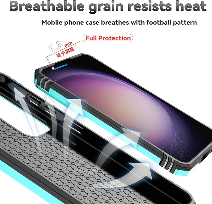 for Samsung Galaxy S24 Plus Case with Camera Lens Cover HD Screen Protector, Military-Grade Drop Tested Magnetic Ring Holder Kickstand Protective Phone Case for Samsung Galaxy S24 Plus (Mint) - Image 9