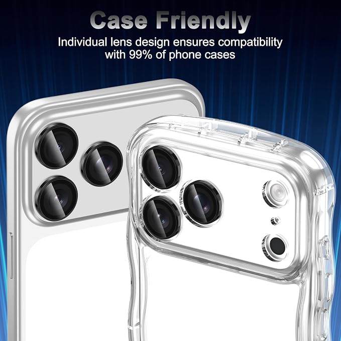Meshine for iPhone 17 Pro/17 Pro Max Camera Lens Protector,Scratch Proof,Strong Adsorption,9H Hardness with Metal Ring Camera Cover,Ultra Thin Case Friendly, Accessories Lens Protector,Black - Image 6