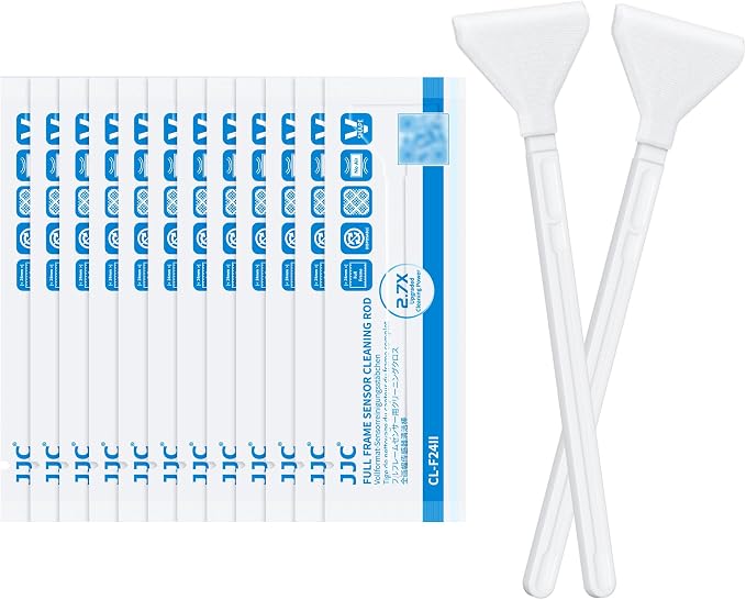 12 pcs 24 mm Full-Frame Sensor Microfiber Cloth Cleaning Swab | Cleaning Stick for Reflex & Mirrorless Digital Camera CCD CMOS Disposable Camera Sensor Swab Kit by JJC