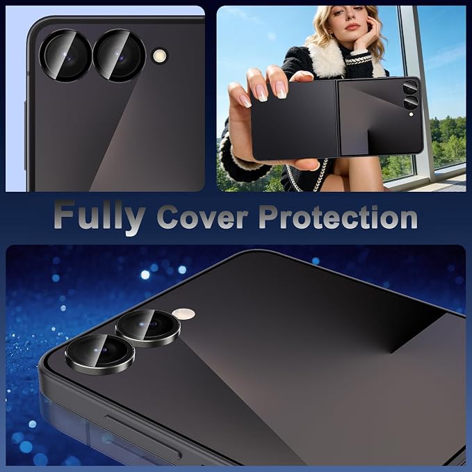 Meshine for Samsung Galaxy Z Flip 7 Camera Lens Protector,Scratch Proof,Strong Adsorption,9H Hardness with Metal Ring Camera Cover,Ultra Thin Case Friendly, Accessories Lens Protector,Black - Image 8