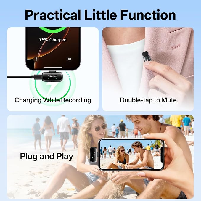 Mini Wireless Lavalier Microphone for iPhone ipad Android | Plug & Play, 131FT Range,with Noise Reduction, 33h Charging Case, for Content Creators,for iPhone Vlogging, Podcast - Image 9