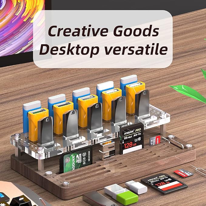 Wooden Memory Card Case for TF, SD, Micro SD Cards and USB Drives - Desk Holder and Carrying Case - AJSNH03MY - Image 6