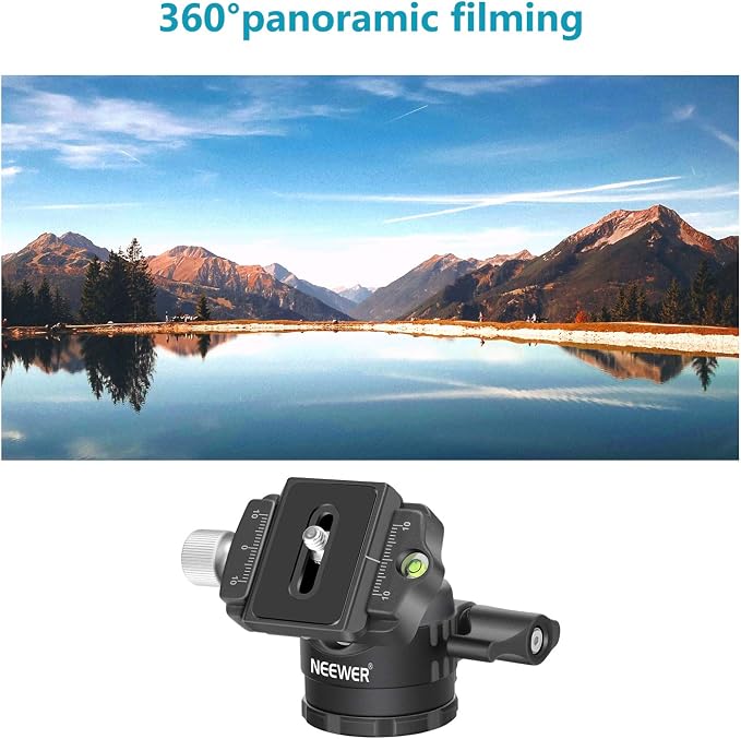 NEEWER 28mm Low Profile Tripod Ball Joint 360° Pan Rotation with 1/4" Arca Type Quick Release Plate and Spirit Level for Tripods, Monopods, Max Load: 6.6LB/5kg - Image 6