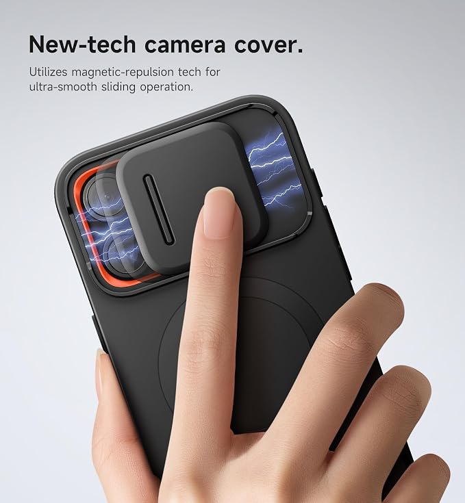 SURITCH for iPhone 15 Pro Max Case with Magnetic Camera Slide Cover and Adjustable Kickstand, Compatible with MagSafe, Shockproof Bumper Case Slim Protective Cover 6.7 Inch, Black - Image 4