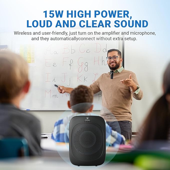 Bluetooth Voice Amplifier with Wireless Lavalier Lapel Mic for Teachers | Portable Speaker Clip-On Microphone, Mini Megaphone PA System for Classroom/Yoga/Public Events C006 - Image 2
