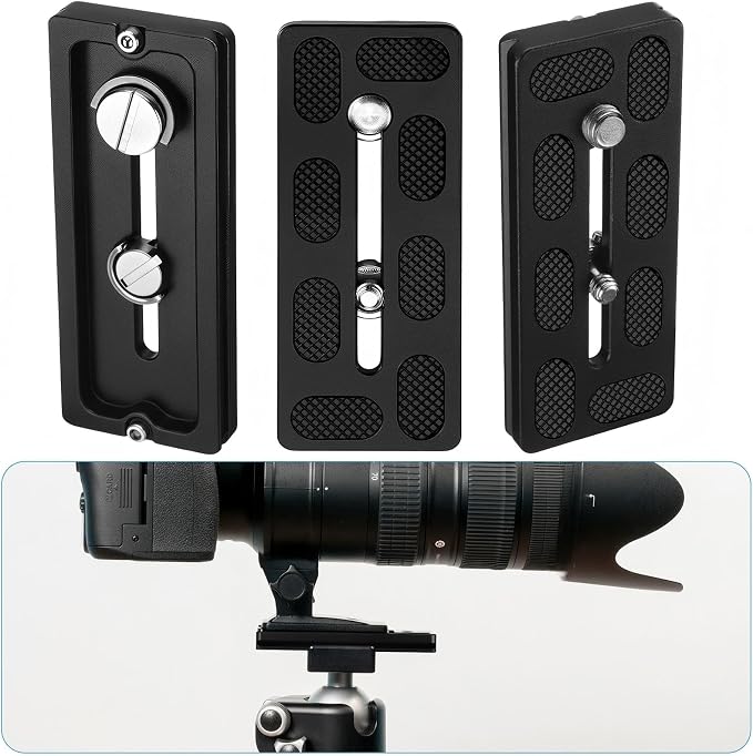 Frienda Quick Release Plate Tripod 1/4-20 DSLR,100mm 1/4''and 3/8'',Black | Tripod Mount Plate, Camera Tripod Mount for DSLR Camera Tripod Ball Head , Metal, 1.9 x 1.5 x 0.4 Inch - Image 4