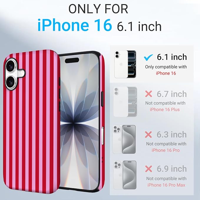TPU Phone Case for iPhone 16, MagSafe Wireless Charging Compatible, Shockproof Slim Fit Protective Cover with Anti-Yellowing & Raised Camera Protection (Stripes 4, iPhone 16) - Image 2