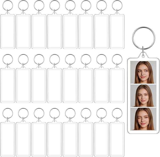 Acrylic Photo Keychain Bulk Set - Double Sided Picture Frame Keychain Holder by CHICERA