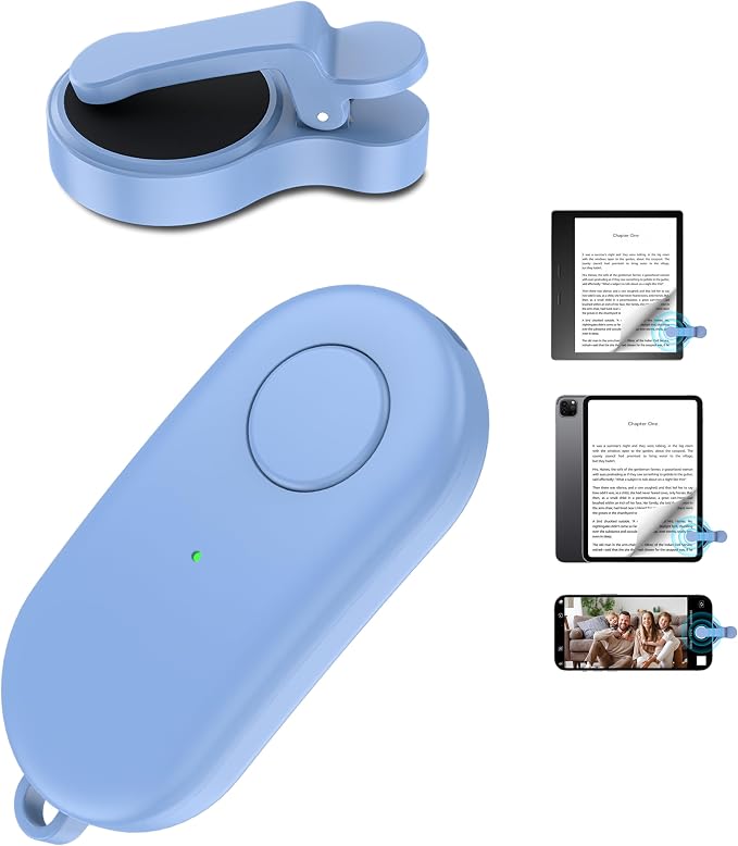 Remote Control Page Turner for Kindle Paperwhite Oasis Kobo eReaders,Kindle Clicker Page Turner Accessories for iPhone,iPad, Android Tablets Reading Novels,Video Record&Shutter Selfie (Blue) by HIGHGO