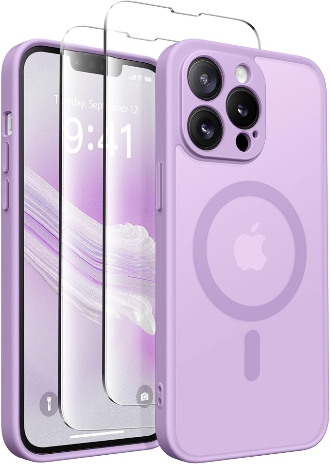 CAPRARO for iPhone 13 Pro Max Case, Compatible with MagSafe | Upgraded [Full Camera Protection] Shockproof Protective Slim Translucent Matte Magnetic Phone Case 6.7'', Elegant Purple by CAPRARO