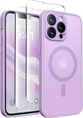 CAPRARO for iPhone 13 Pro Max Case, Compatible with MagSafe | Upgraded [Full Camera Protection] Shockproof Protective Slim Translucent Matte Magnetic Phone Case 6.7'', Elegant Purple by CAPRARO