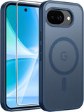 FNTCASE for Google Pixel 10a Case, Fit for Magsafe, with Screen Protector | Translucent Matte Magnetic Back, 14FT Military Grade Drop Protection, Slim Shockproof Protective Phone Cover, Blue by FNTCASE
