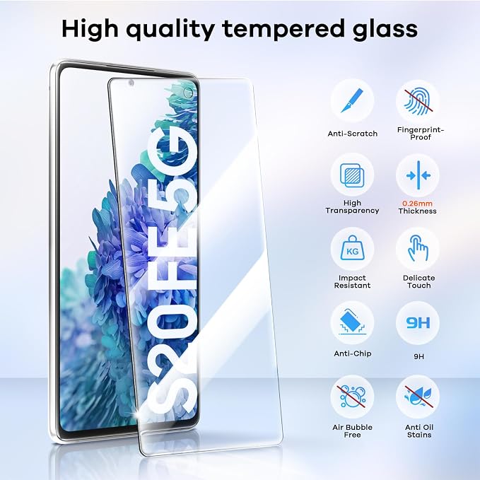 4+4 for Samsung Galaxy S20 FE 5G Screen Protector Camera Lens Protector | 9H Tempered Glass Cell Phone Protector - Image 3