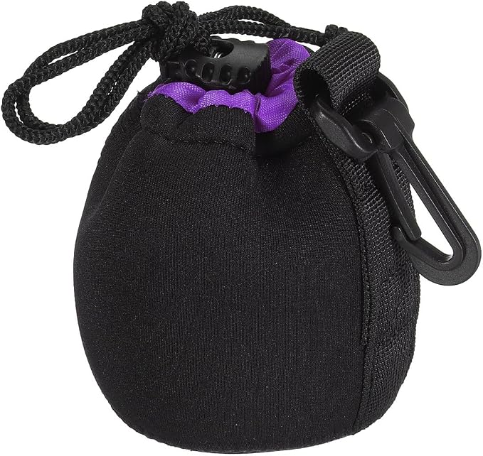 PATIKIL Camera Lens Bag, 2.8" IDx3.9 H Drawstring Lens Pouch with Thick Protective Neoprene, Lens Case for DSLR Camera Lens, Water Coffee Cups, Black, Purple - Image 3