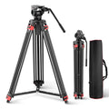 NEEWER Basics 74" Video Tripod with Fluid Head, Metal Camera Stand, TP37 | Smooth Friction Damping, Mid Level Spreader, Quick Release Plate Compatible with Manfrotto 501, Max Load 17.6lb by Neewer
