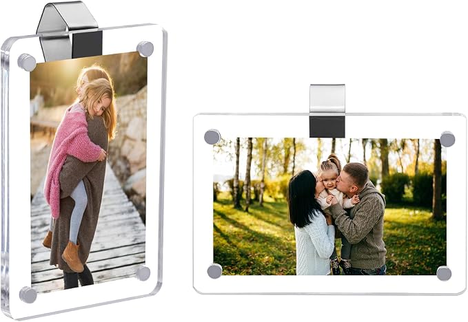 PIFOOG 2Pcs Gifts for Mom Car Visor Clip Photo Frame, Acrylic Picture Holder Magnetic Personalized Display Vertical Horizontal Memorial Wallet Size 3.2 × 4.7 inch - Image 9