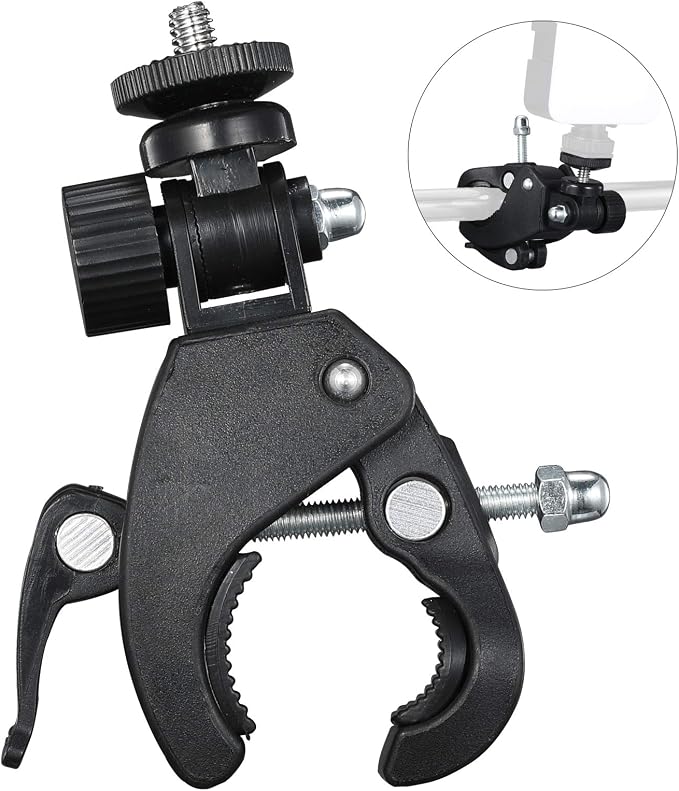 Camera Super Clamp with 1/4"- 20 Threaded Head Compatible for LCD Monitor,DSLR Cameras,DV,Flash Light,Studio Backdrop,Bike, Microphone Stands, Music Stands,Tripod, Motorcycle,Rod Bar - Image 6